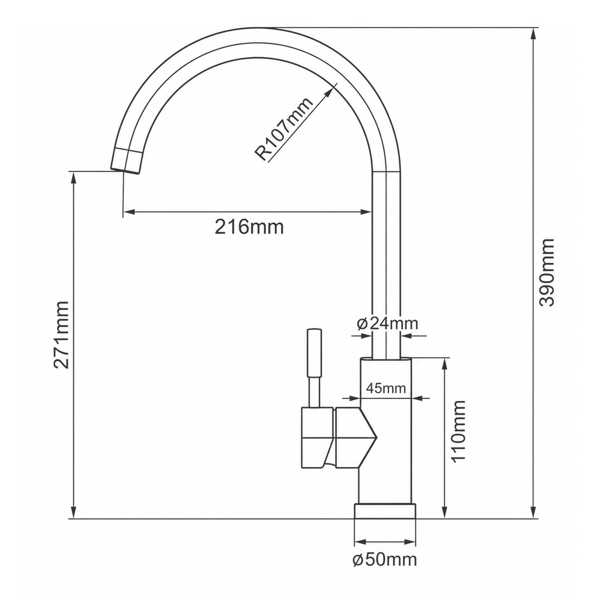 Schamfer Silver Kitchen Faucet